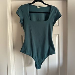 Teal Free People Short Sleeve Bodysuit